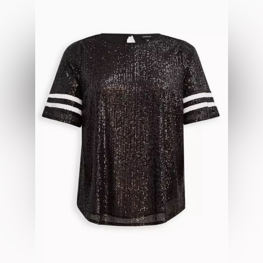 Torrid Abbey Blouse - Sequin Football Stripe Black - Picture 6 of 6